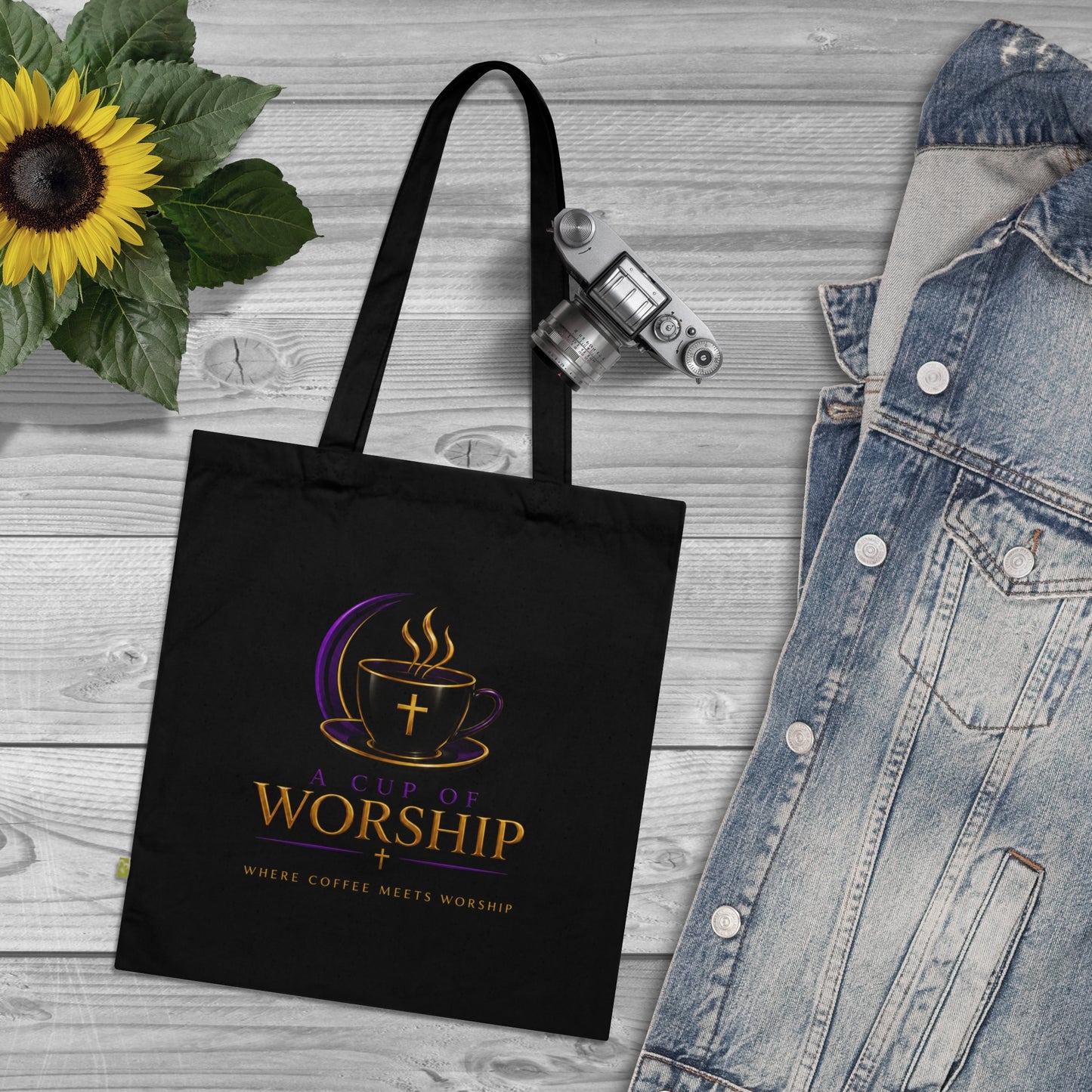 A Cup of Worship Organic Cotton Tote Bag | Where Coffee Meets Worship
