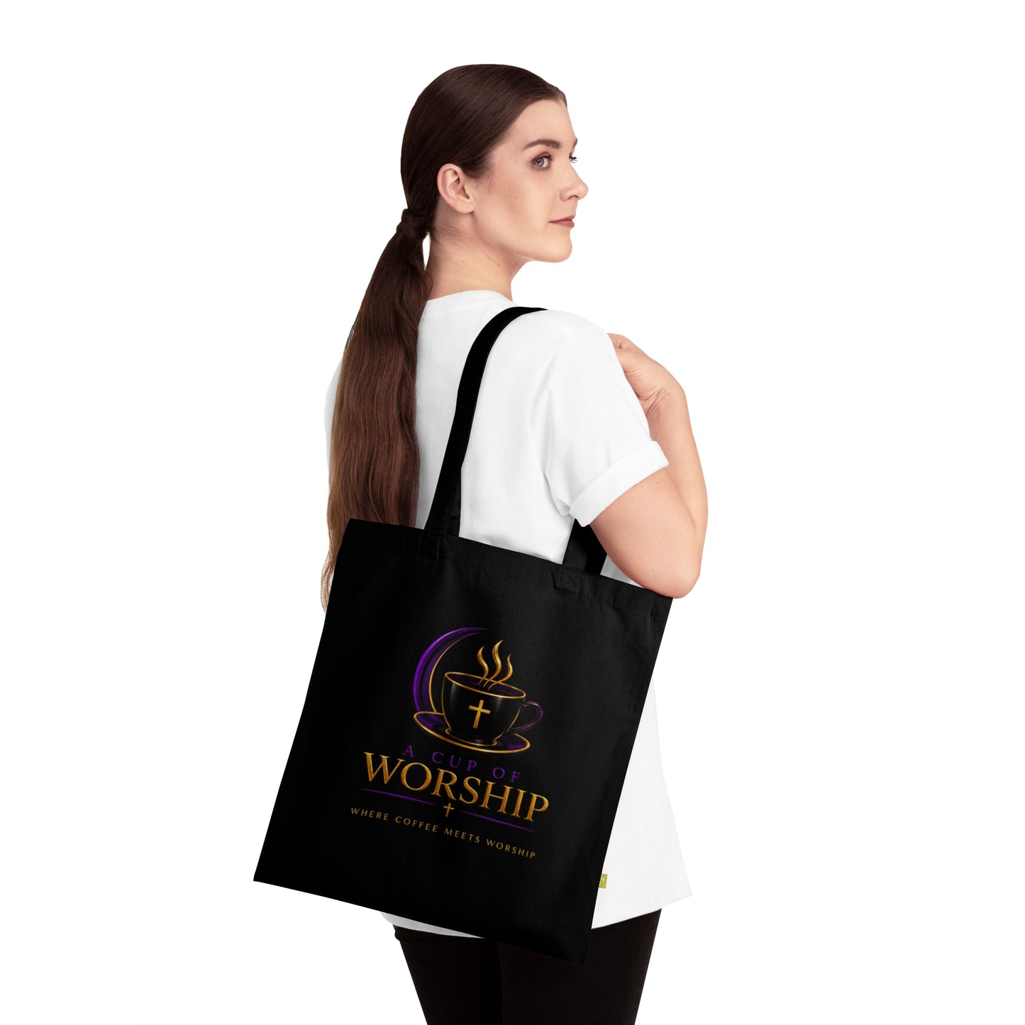 A Cup of Worship Organic Cotton Tote Bag | Where Coffee Meets Worship