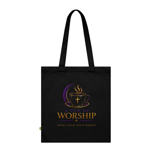 A Cup of Worship Organic Cotton Tote Bag | Where Coffee Meets Worship